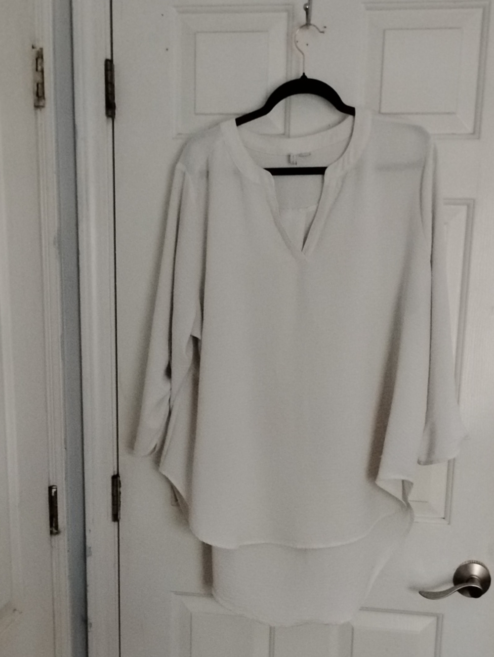 Cato White Split V-Neck Tunic Blouse